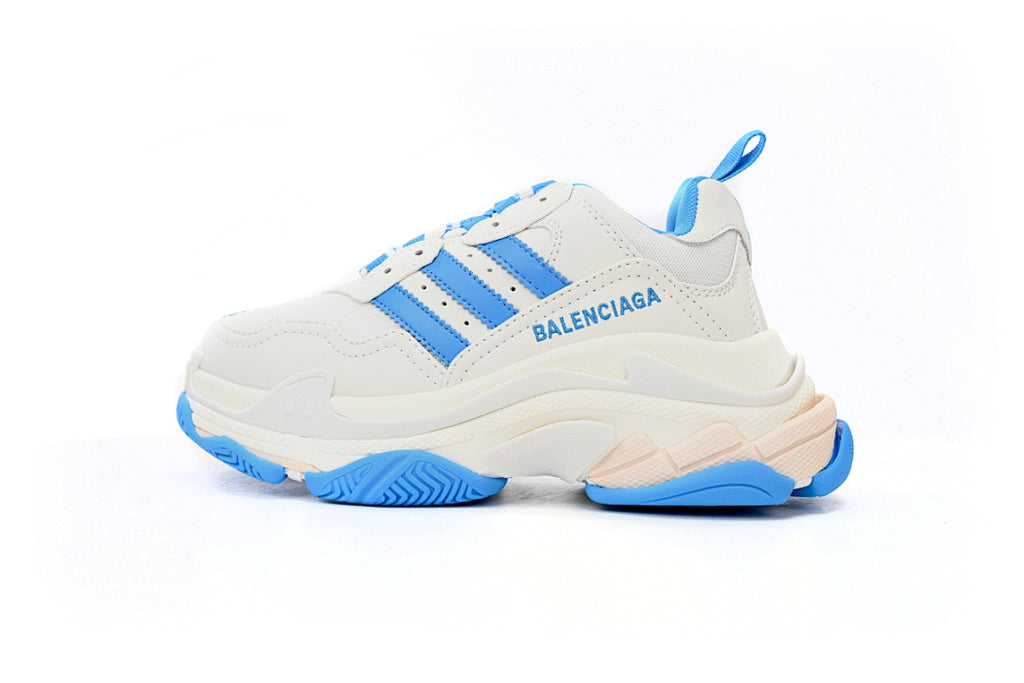 Balenciaga Triple S White & Light Blue Sneakers