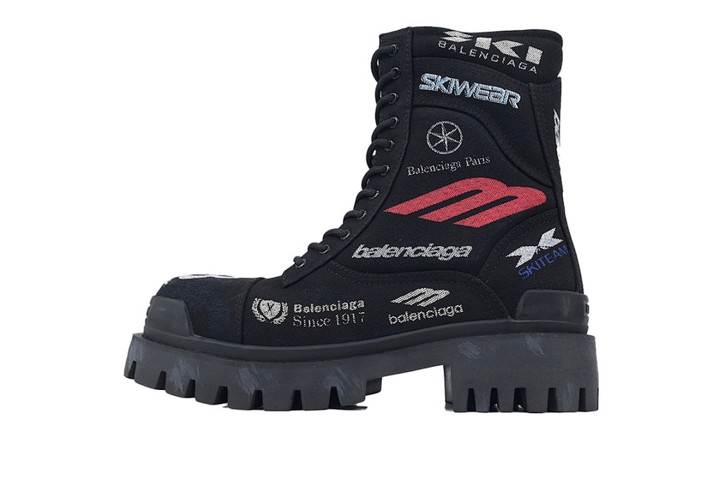 Balenciaga Skiwear Combat High Boots Black Multi Logo