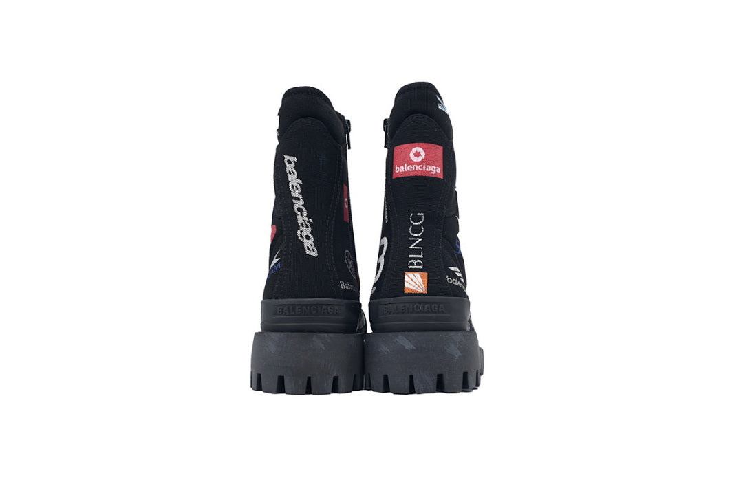 Balenciaga Skiwear Combat High Boots Black Multi Logo