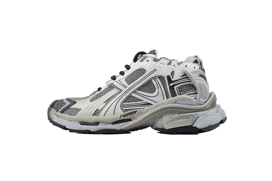 Balenciaga Runner Sneaker White Grey Taupe Mesh Chunky Running Shoes