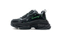 Balenciaga Triple S Sneaker Black Allover Green Logo Chunky Dad Shoes For Men Women