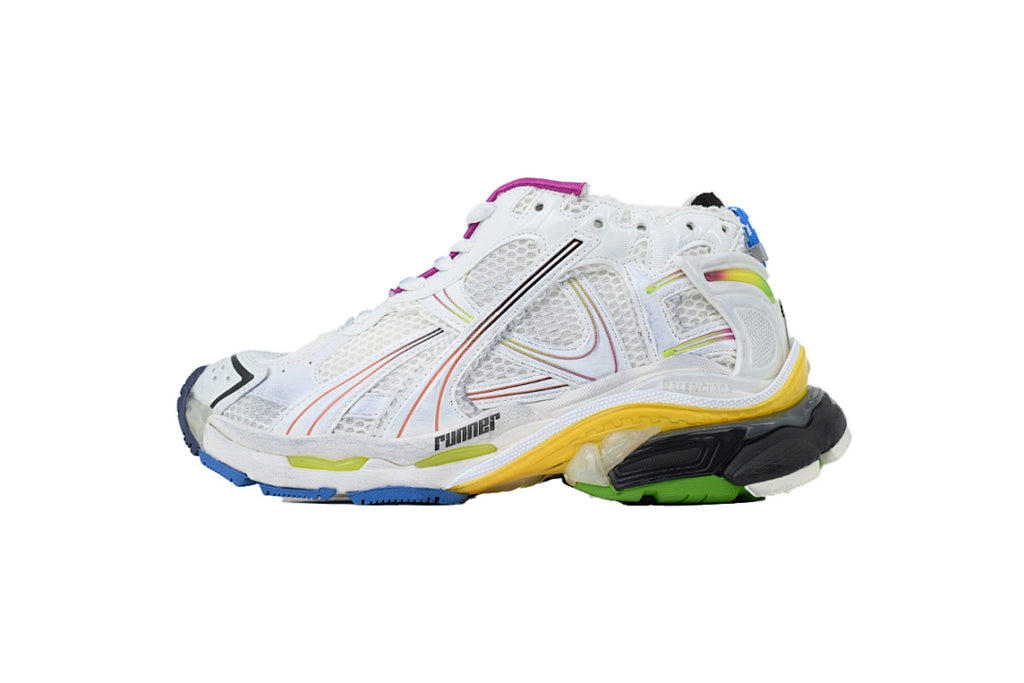 Balenciaga Runner Sneaker White Multi-Color Gradient Mesh Chunky Running Shoes